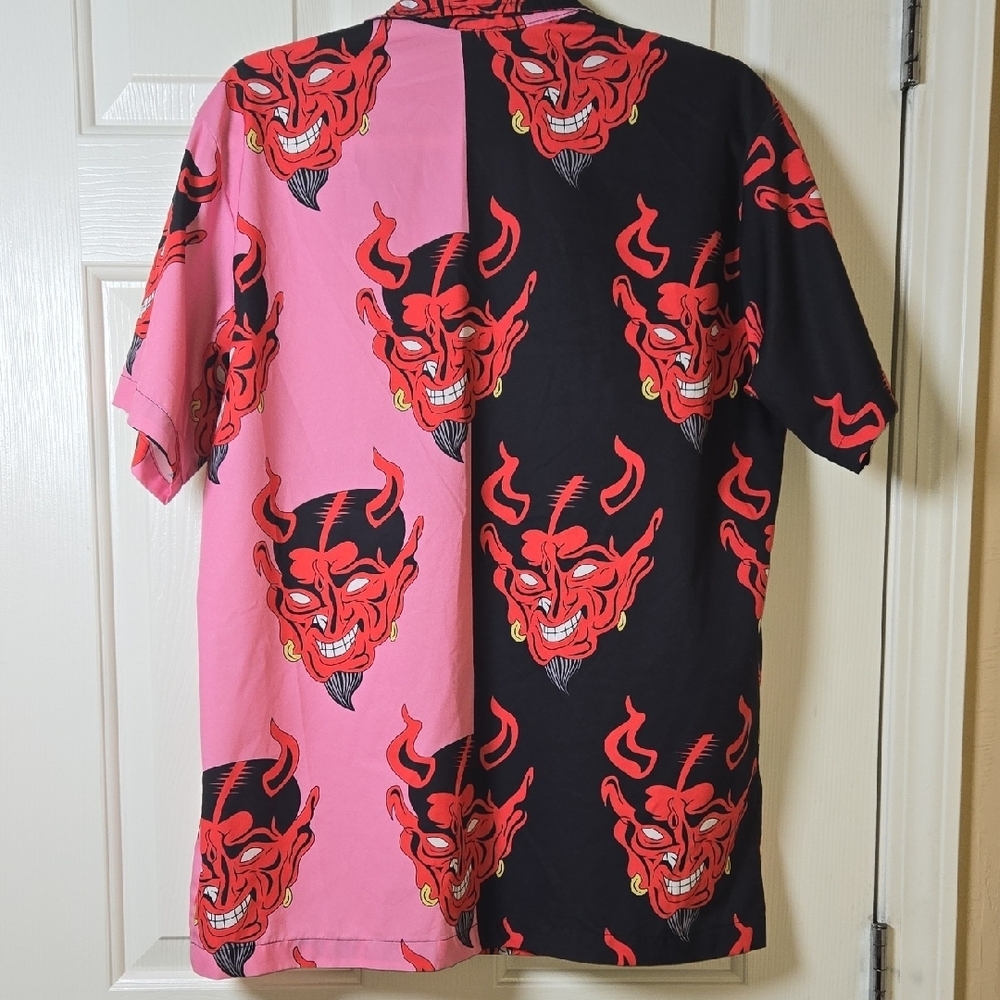 LG Devil Button Down Shirt Casual OR DRESSY BOLD HARAJUKU STREETWEAR ROCKABILLY - Picture 5 of 17